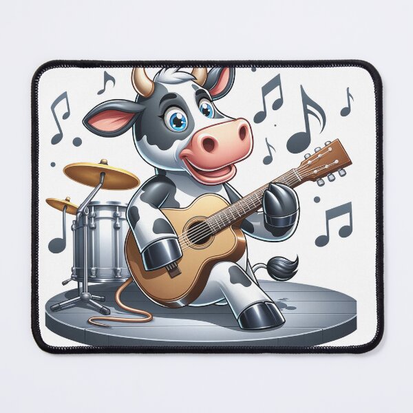 Item preview, Cheerful Guitarist Cow designed and sold by Moo-larious Creations From Down Udder.