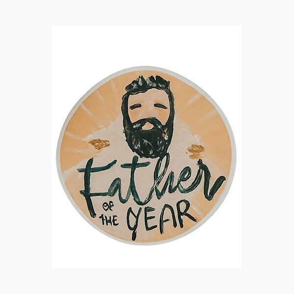 Item preview, Father Of The Year Acrylic Painted Sticker - Digitally Enhanced designed and sold by RayanaArt.
