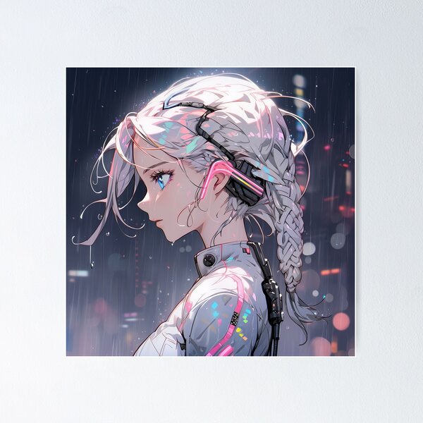 Item preview, Cyber City Night Rain Anime Girl designed and sold by bubblegoth.