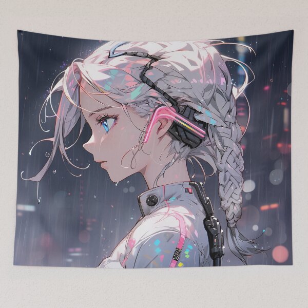 Item preview, Cyber City Night Rain Anime Girl designed and sold by bubblegoth.
