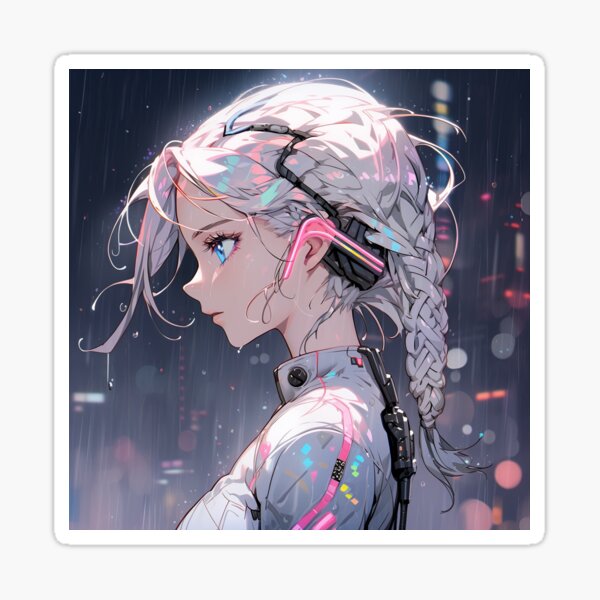 Item preview, Cyber City Night Rain Anime Girl designed and sold by bubblegoth.
