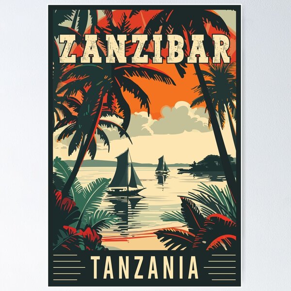Item preview, Discover Exotic Zanzibar in Tanzania Vintage Travel Art designed and sold by turtlestart.
