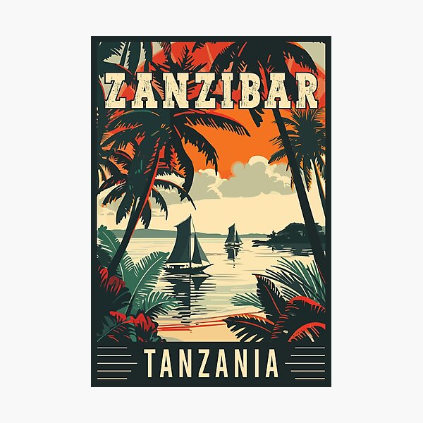 Item preview, Discover Exotic Zanzibar in Tanzania Vintage Travel Art designed and sold by turtlestart.
