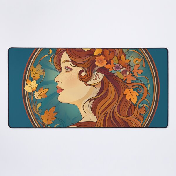 Item preview, Autumn Girl, art nouveau Alphonse Mucha style. designed and sold by Danicus666.
