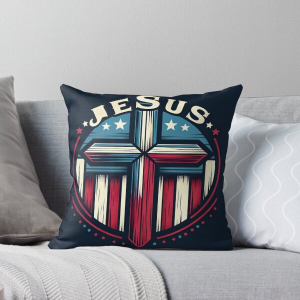 Item preview, Jesus usa flag and cross  designed and sold by WildflowersAI.