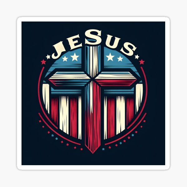 Aperçu de l'œuvre Drapeau et croix des États-Unis de Jésus créée et vendue par WildflowersAI.