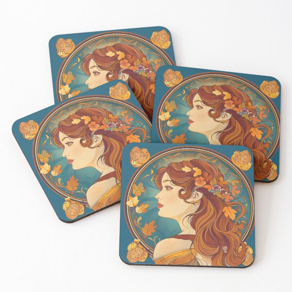 Item preview, Autumn Girl, art nouveau Alphonse Mucha style. designed and sold by Danicus666.
