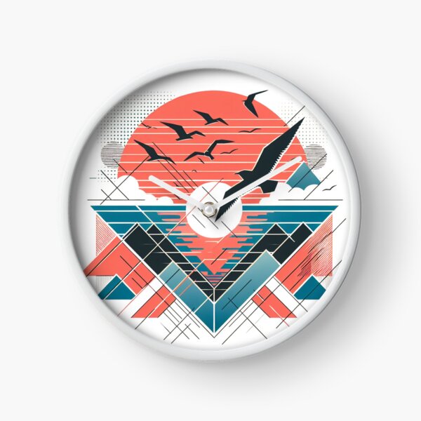 Item preview, Geometric sunset landscape coral and blue designed and sold by coloursforkids.