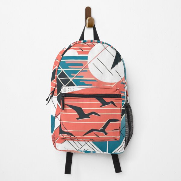 Item preview, Geometric sunset landscape coral and blue designed and sold by coloursforkids.
