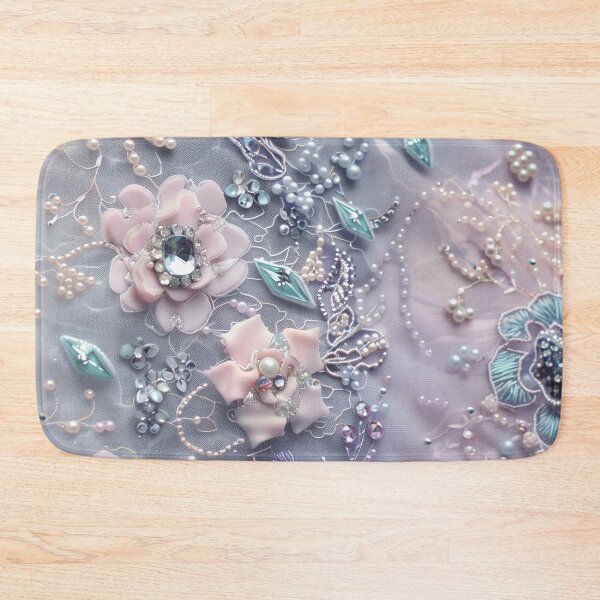 Item preview, Pastel flannel texture and silver jeweled flowers designed and sold by Fantasyplus.