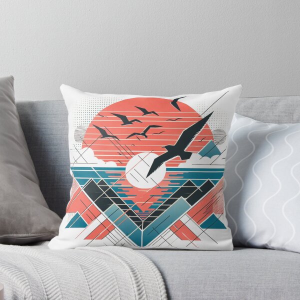 Item preview, Geometric sunset landscape coral and blue designed and sold by coloursforkids.