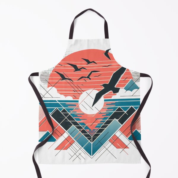 Item preview, Geometric sunset landscape coral and blue designed and sold by coloursforkids.