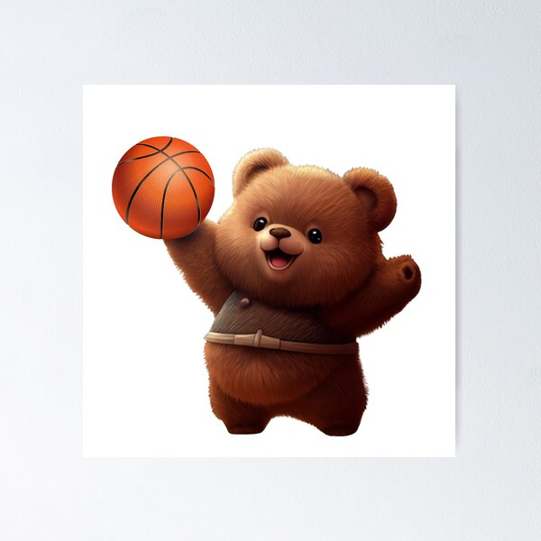 Item preview, Cute Bear Playing Basketball - Fun Sports Graphic Design designed and sold by Winarrts.