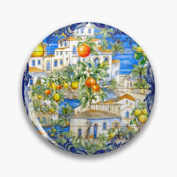 Item preview, Summer, Italian Mediterranean citrus majolica tile designed and sold by ZeinabTaha.