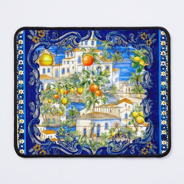 Item preview, Summer, Italian Mediterranean citrus majolica tile designed and sold by ZeinabTaha.