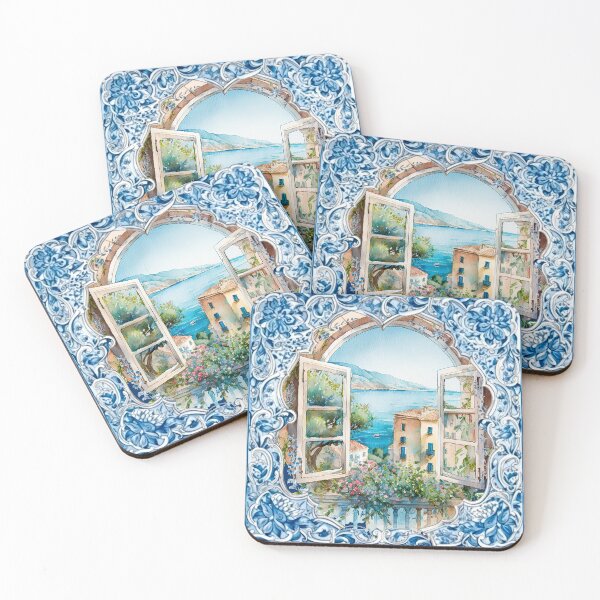 Item preview, Summer, Sicilian Amalfi Mediterranean majolica tile designed and sold by ZeinabTaha.