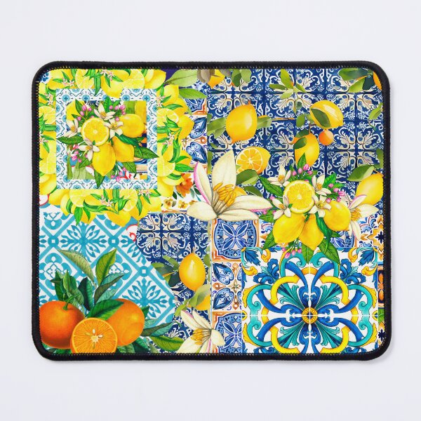 Item preview, Summer blue yellow Sicilian Mediterranean ceramic tiles designed and sold by ZeinabTaha.