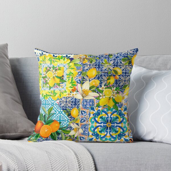Item preview, Summer blue yellow Sicilian Mediterranean ceramic tiles designed and sold by ZeinabTaha.