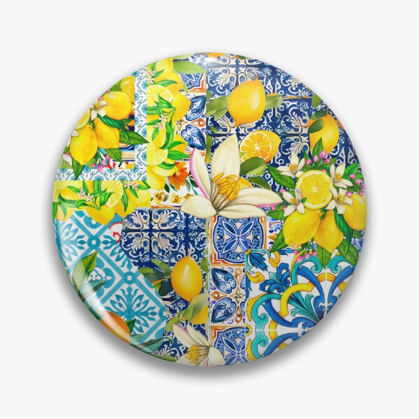 Item preview, Summer blue yellow Sicilian Mediterranean ceramic tiles designed and sold by ZeinabTaha.
