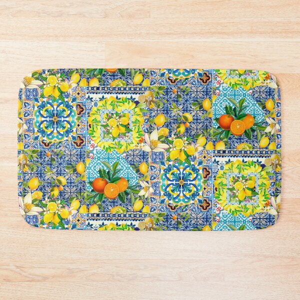 Item preview, Summer blue yellow Sicilian Mediterranean ceramic tiles designed and sold by ZeinabTaha.