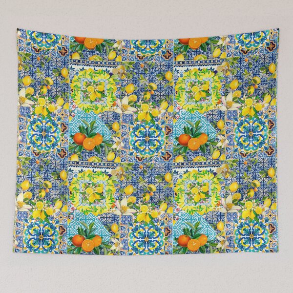 Item preview, Summer blue yellow Sicilian Mediterranean ceramic tiles designed and sold by ZeinabTaha.