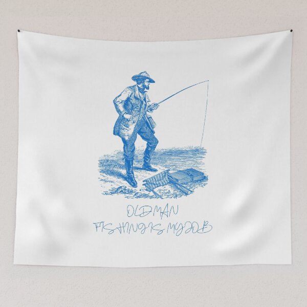 Item preview, Vintage design "Old man fishing is my job" - 80s - Sail Lovers - Ship Lovers - Boat - Sailing - Fishing - Vintage designed and sold by DeCodeArtShop.
