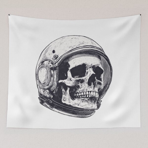 Item preview, Synthwave Astronaut Skull with Helmet Black and White/2 designed and sold by Synthwave Poem.