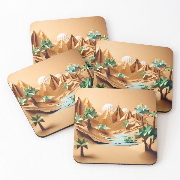 Item preview, Origami Art - Mirage of Tranquility: The Oasis in the Desert designed and sold by ArtfulFolds.