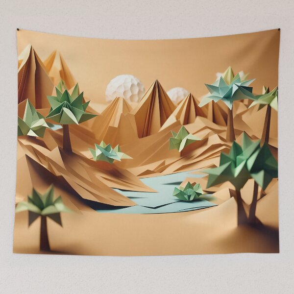 Item preview, Origami Art - Mirage of Tranquility: The Oasis in the Desert designed and sold by ArtfulFolds.
