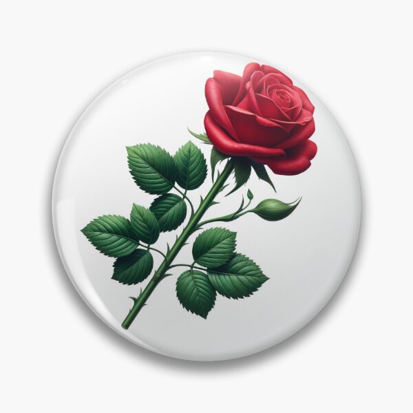 Item preview, Realistic Red Rose with Leaves and Thorns. Gifts for Nature Lovers. designed and sold by LilianPixel.