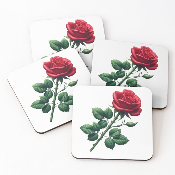 Item preview, Realistic Red Rose with Leaves and Thorns. Gifts for Nature Lovers. designed and sold by LilianPixel.