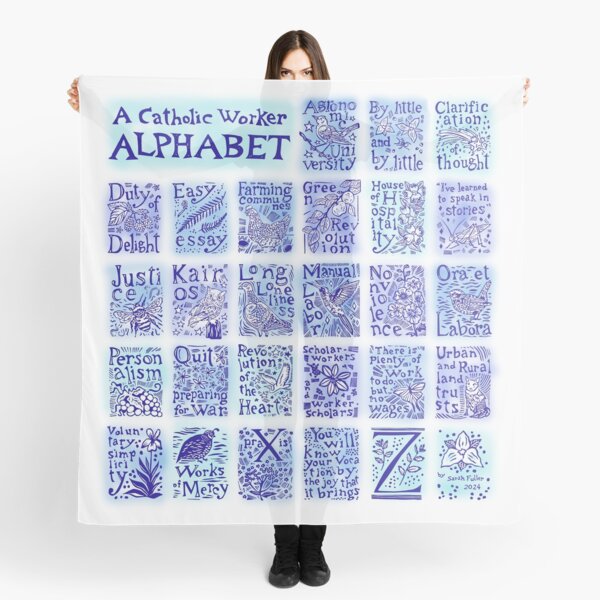 Item preview, Catholic Worker Alphabet in Blue Colours designed and sold by SarahFullerArt.