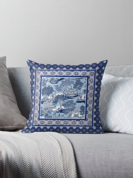 Item preview, Elegant chinoiserie blue willow tile designed and sold by ZeinabTaha.