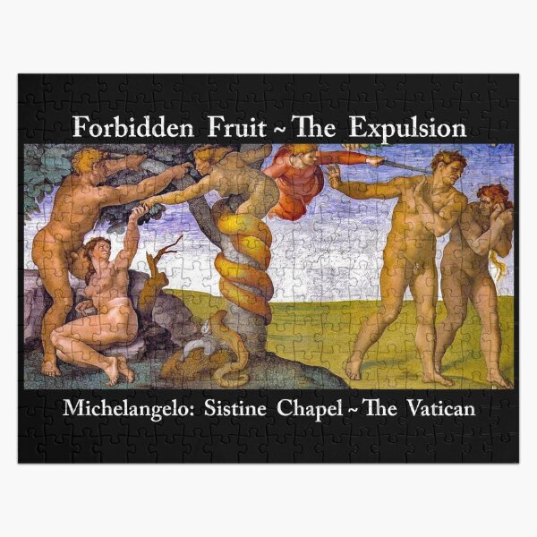 Item preview, Michelangelo, Sistine Chapel, “Forbidden Fruit & The Expulsion”~1,000 Piece Puzzle Challenge: Classic Fine Art. Home Decorating, Stickers, Magnets, Pillows, Totes, Wall Art, Metal Art designed and sold by MoreEZUSA-Here.