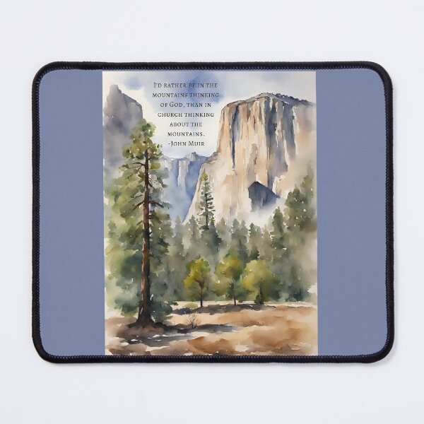 Item preview, John Muir quote on El Capitan Yosemite watercolor designed and sold by Neeshki.