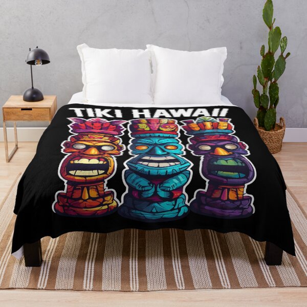 Item preview, Three Tiki Statues - Tiki Hawaii (White Letters) designed and sold by VelvetRoom.
