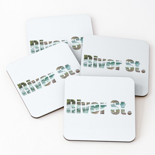 Item preview, River Street Street Name with raging river background designed and sold by TheMugDirectory.