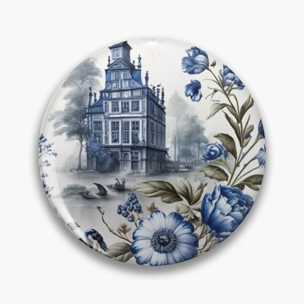 Item preview, Elegant chinoiserie blue and white floral tile designed and sold by ZeinabTaha.