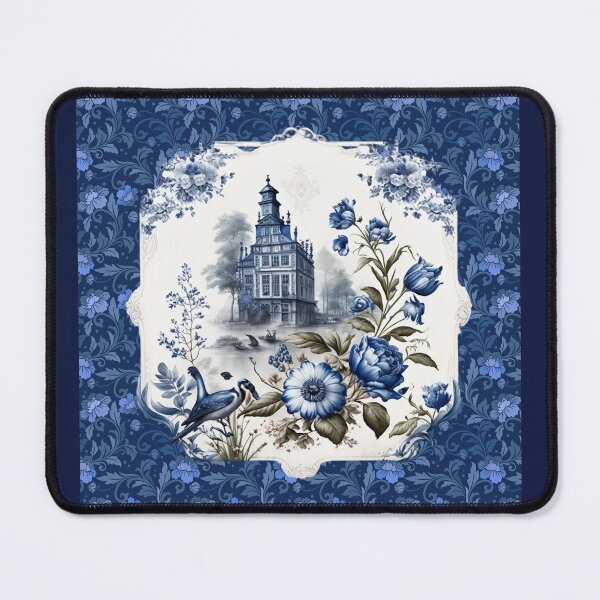 Item preview, Elegant chinoiserie blue and white floral tile designed and sold by ZeinabTaha.