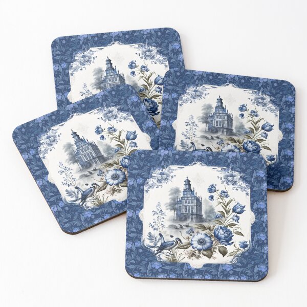 Item preview, Elegant chinoiserie blue and white floral tile designed and sold by ZeinabTaha.