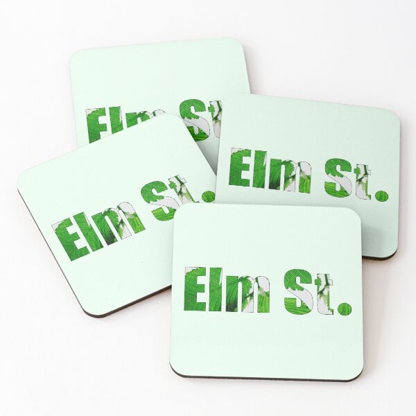Item preview, Elm Street Outlined Version Street Name with elm leaf background designed and sold by TheMugDirectory.