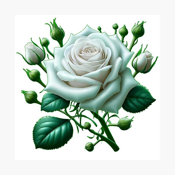 Item preview, Ethereal White Rose with Iridescent Shimmer. Gifts for Nature Lovers. designed and sold by LilianPixel.