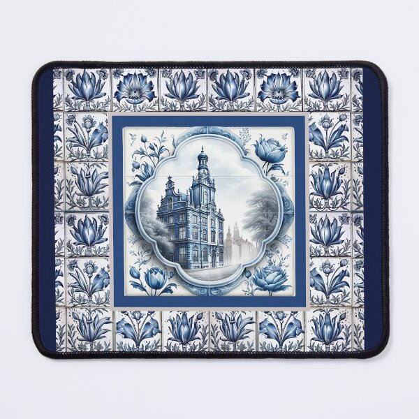 Item preview, Stylish chinoiserie blue and white floral tiles designed and sold by ZeinabTaha.