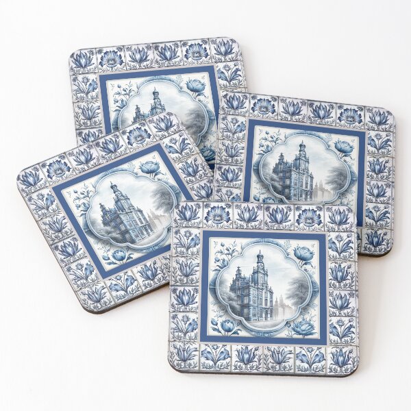 Item preview, Stylish chinoiserie blue and white floral tiles designed and sold by ZeinabTaha.