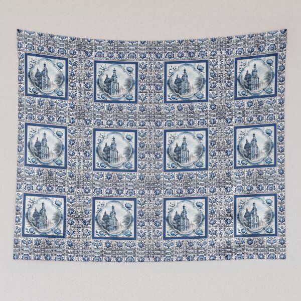 Item preview, Stylish chinoiserie blue and white floral tiles designed and sold by ZeinabTaha.