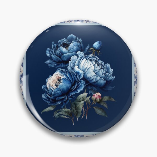Item preview, Elegant chinoiserie blue flowers tile designed and sold by ZeinabTaha.