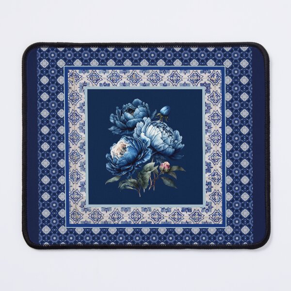 Item preview, Elegant chinoiserie blue flowers tile designed and sold by ZeinabTaha.