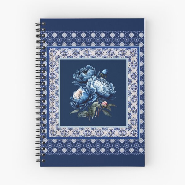 Item preview, Elegant chinoiserie blue flowers tile designed and sold by ZeinabTaha.