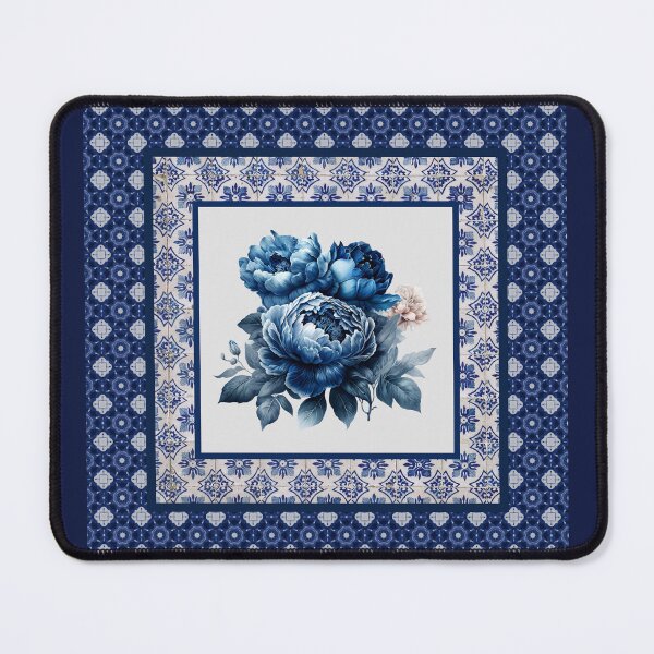 Item preview, Elegant chinoiserie blue and white flowers tile designed and sold by ZeinabTaha.
