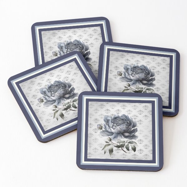 Item preview, Elegant chinoiserie grey flower tile designed and sold by ZeinabTaha.